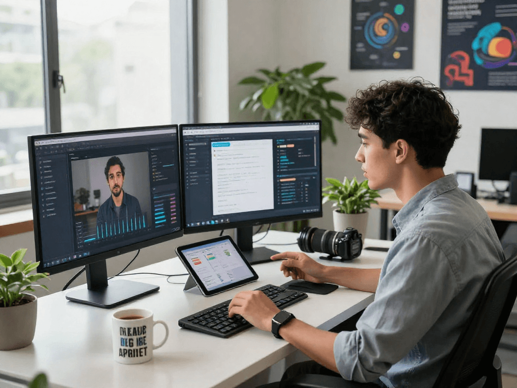 Engaging workspace with spicy AI chat interface and technology.