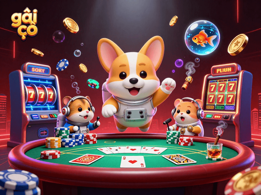 Experience thrilling gambling action with gái gọi in a vibrant space casino scene