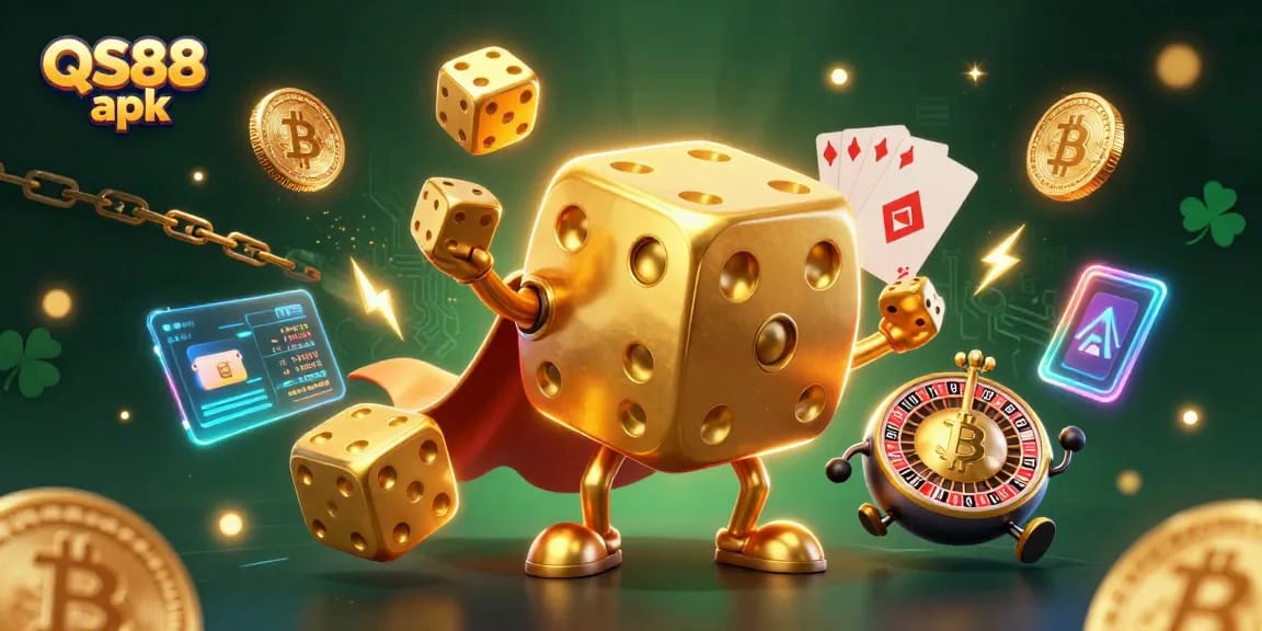 Experience thrilling gameplay with QS88 apk featuring golden dice golem and crypto elements.