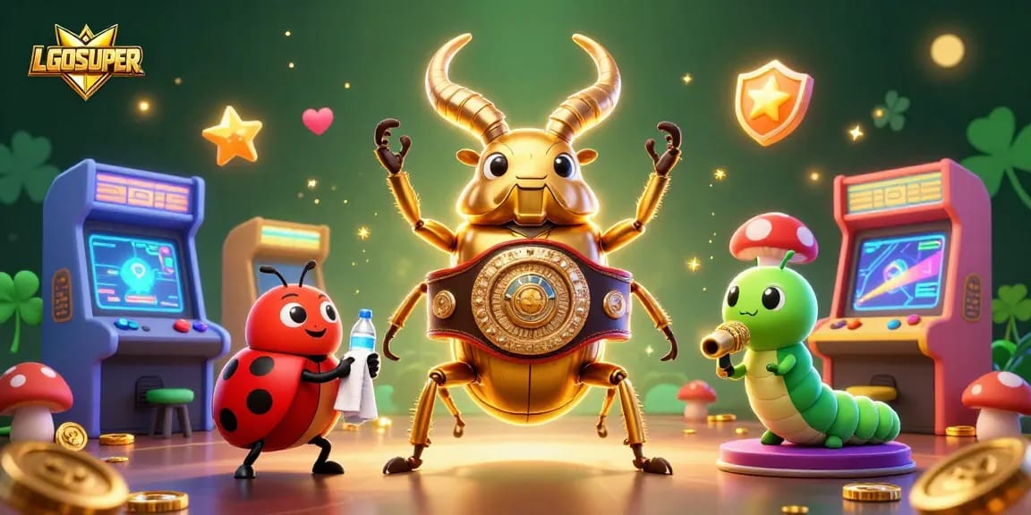 Engage with LGOSUPER's thrilling gaming universe featuring playful characters and vibrant visuals.