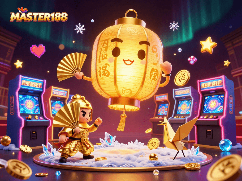 Engage with the MASTER188 spirit of luck at an enchanting casino scene with vibrant elements.