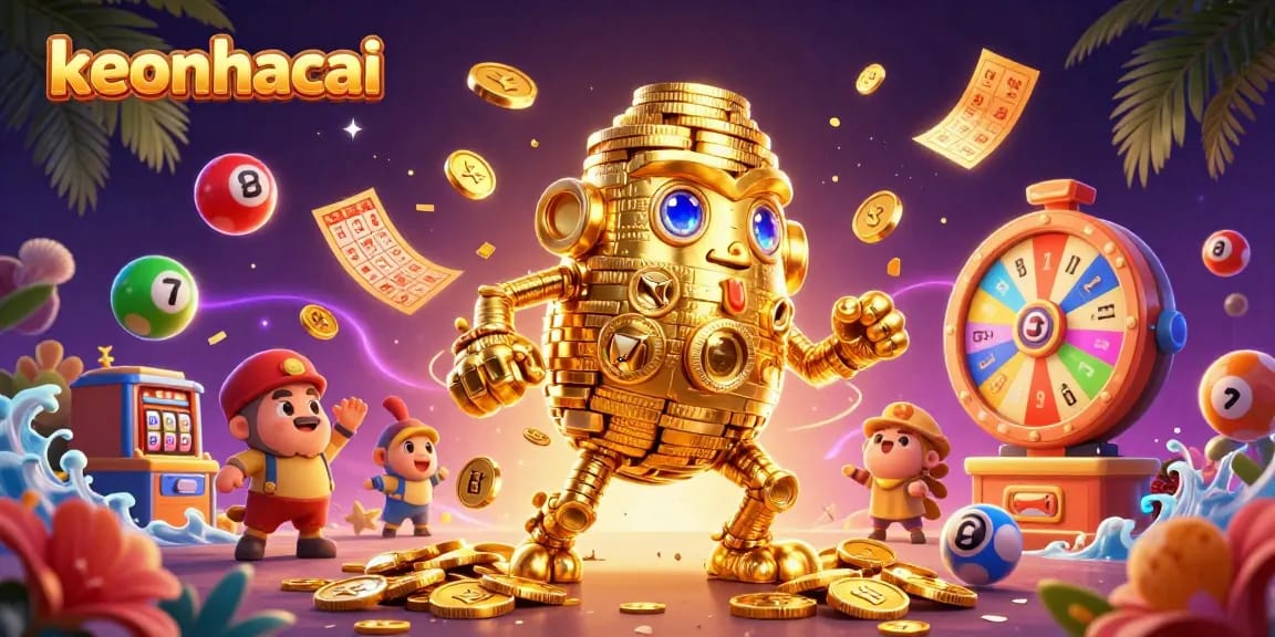 Engage with keonhacai in this vibrant 3D casino theme featuring gold golem and dynamic gambling elements.