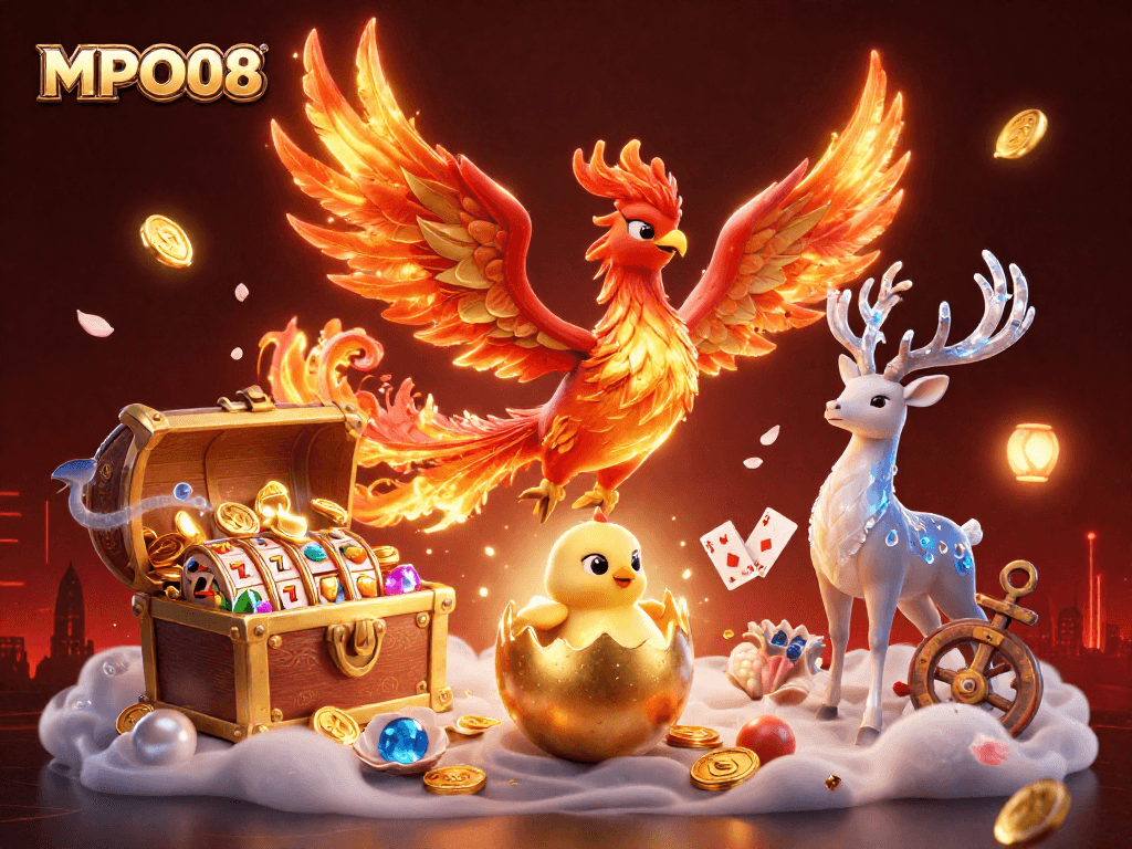 MPO08 delivers exhilarating slot gaming experiences with vibrant fire phoenix and dynamic gaming elements.