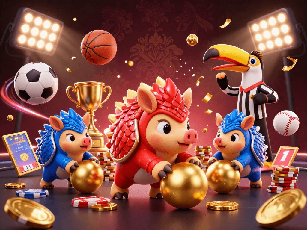 Engage in the action with UG88 as pangolins roll golden balls and score in an exciting betting scene.