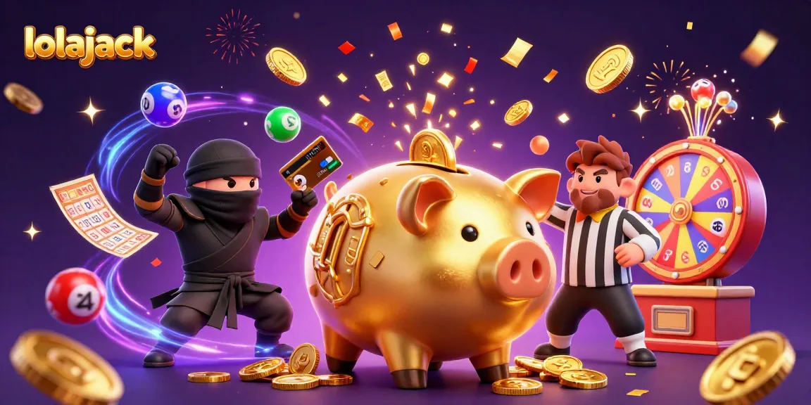 Experience fun with lolajack's lottery-themed 3D scene featuring dynamic characters and vibrant game elements.