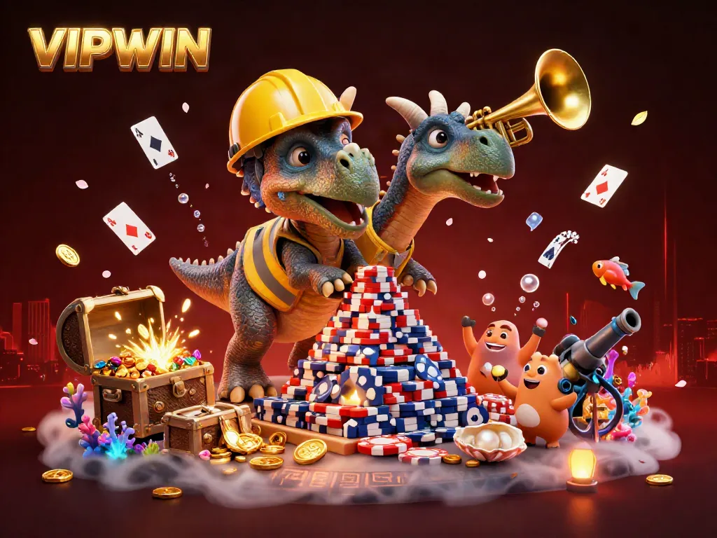 Experience thrilling jackpots and games at VIPWIN, featuring vibrant animated characters and dynamic casino elements.