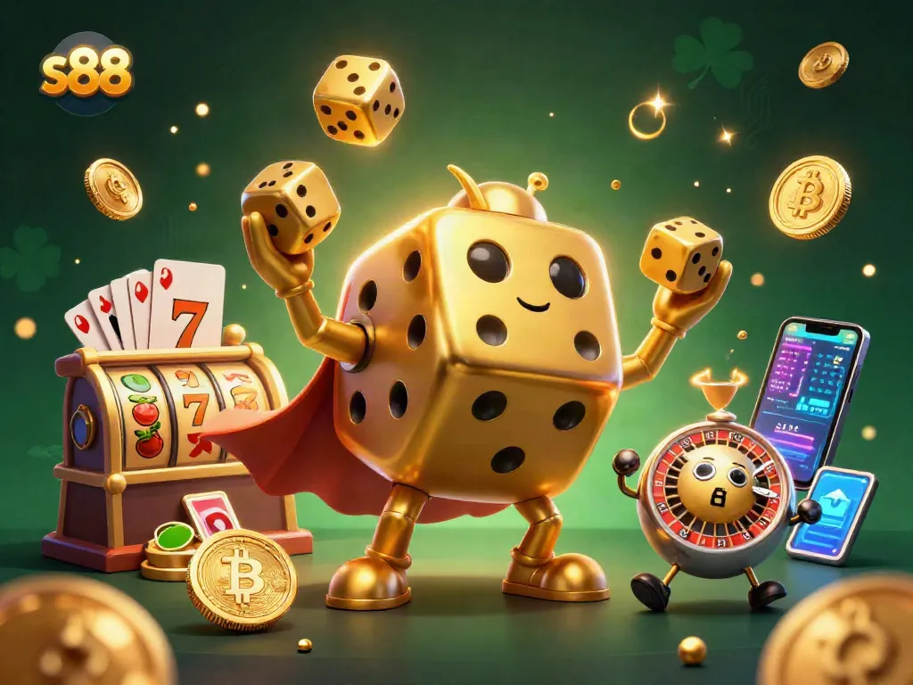 Experience the vibrant s88 slots scene with golden dice golem and jackpot reels in action.