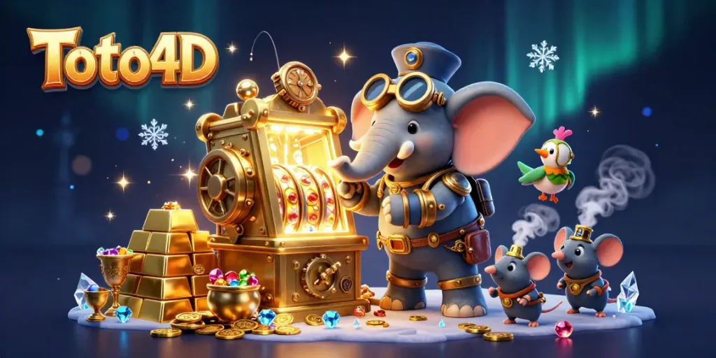 Tunjukkan keberuntungan Anda dengan Toto 4D dalam ilustrasi kasino yang penuh warna dan detail.