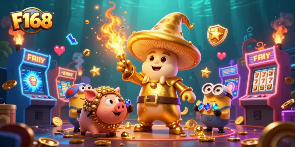 F168 invites players to experience a vibrant 3D casino world filled with magic and treasures.
