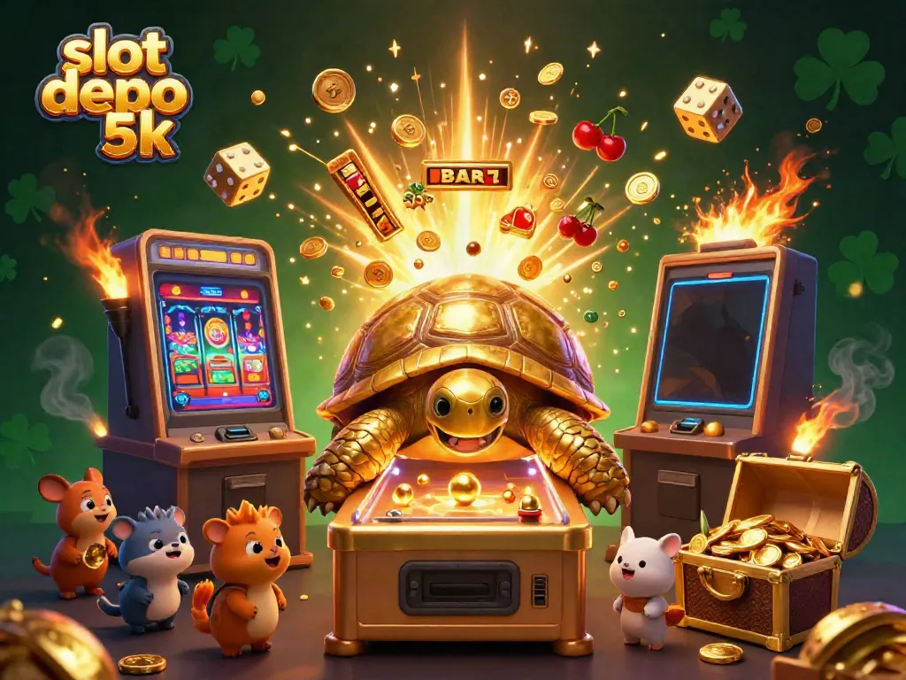 Play exciting slot games with minimal deposits at slot depo 5k, featuring vibrant 3D characters and jackpot elements.
