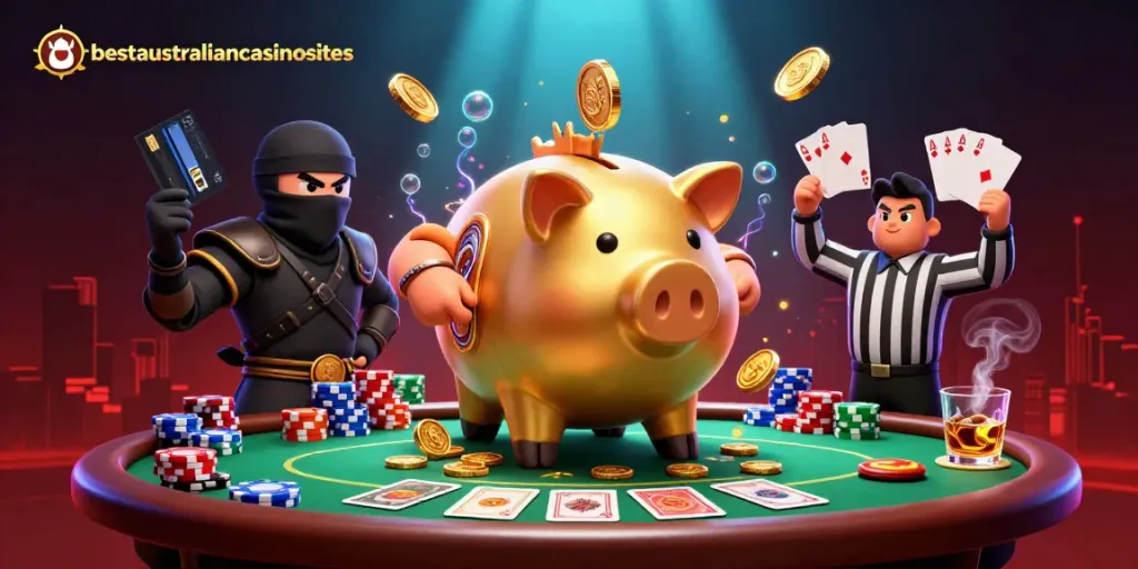 Engage in thrilling gameplay with golden piggy bank sumo wrestler at bestaustraliancasinosites.