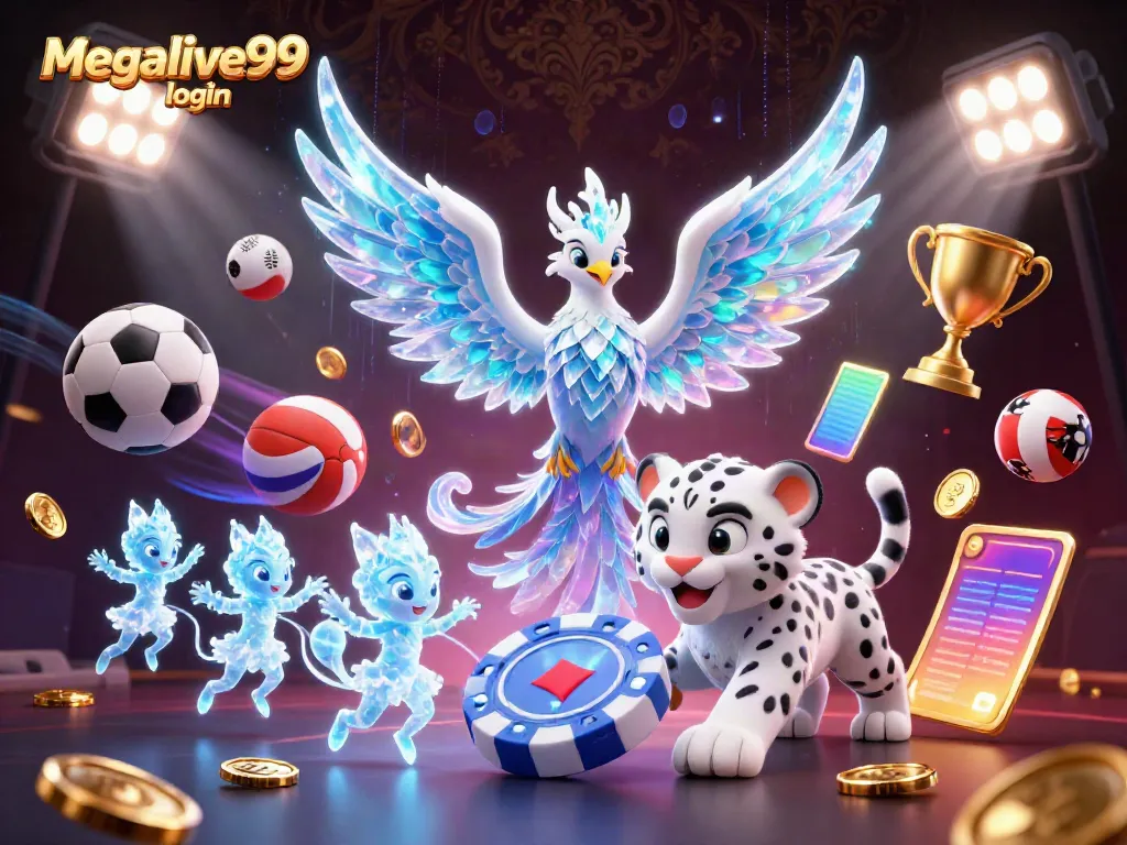 Permainan Megalive99 login dengan phoenix es dan sprite es yang bersinar.