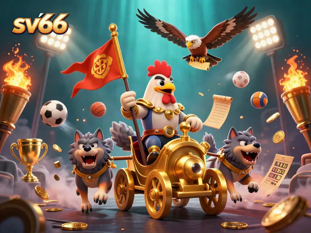 Experience thrilling bets with sv66 in this dynamic casino-themed digital illustration.