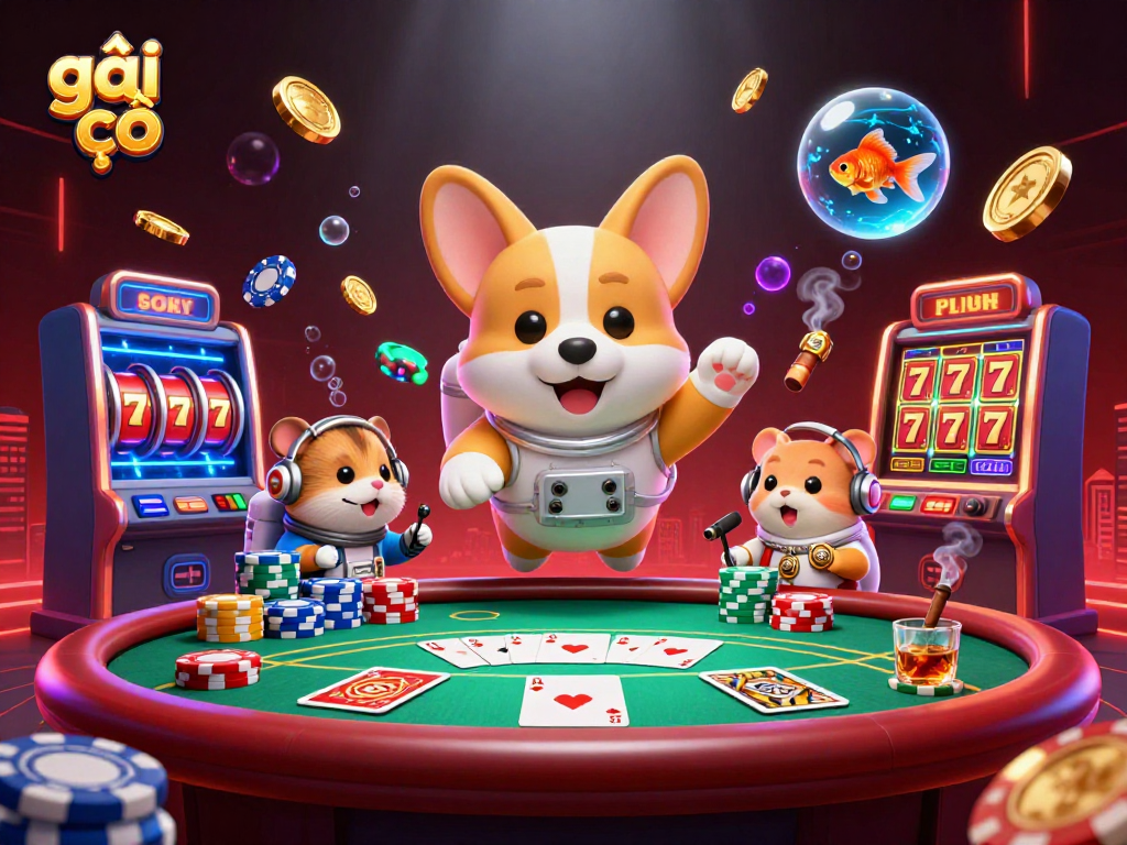 Experience thrilling gambling action with gái gọi in a vibrant space casino scene