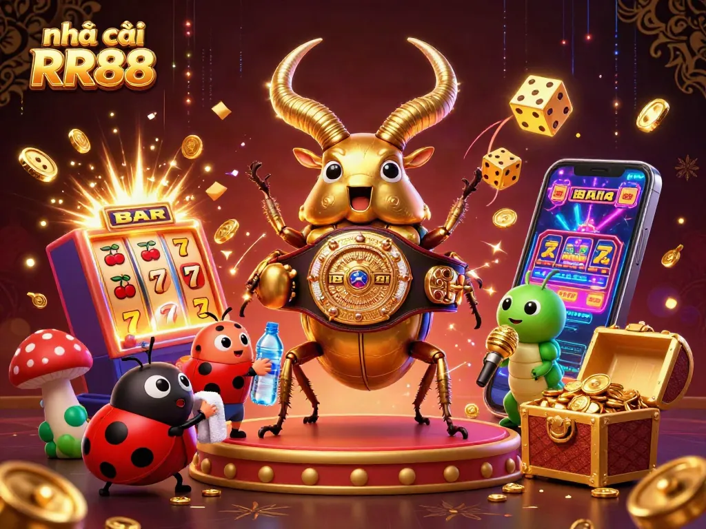 Engage with the exciting world of nhà cái RR88 featuring vibrant casino elements and dynamic characters.