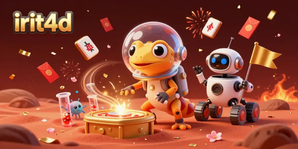 Engage in thrilling irit4d gameplay with the Martian gecko discovering a golden casino on Mars.