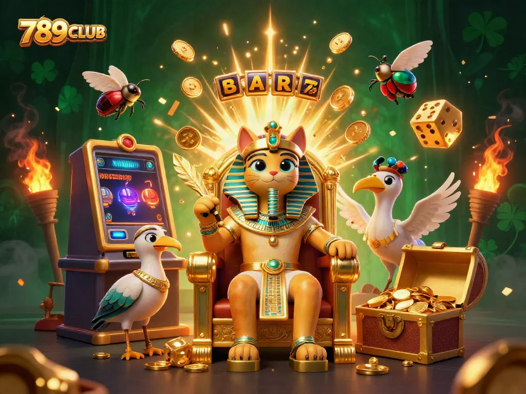 Experience thrilling gameplay at 789CLUB with a vibrant 3D casino scene showcasing dynamic slots and rich illustrations.