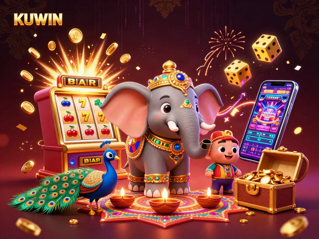 KUWIN gamblers experience thrilling jackpots with colorful elements and engaging casino scenes.