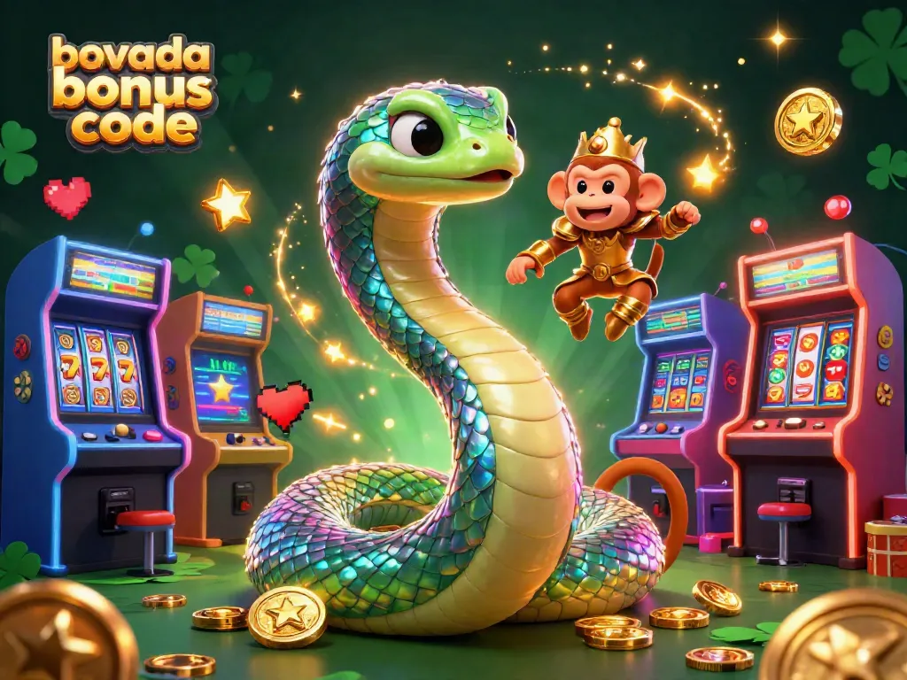 Bovada bonus code promotes winning gaming moments with a vibrant, colorful 3D casino scene.
