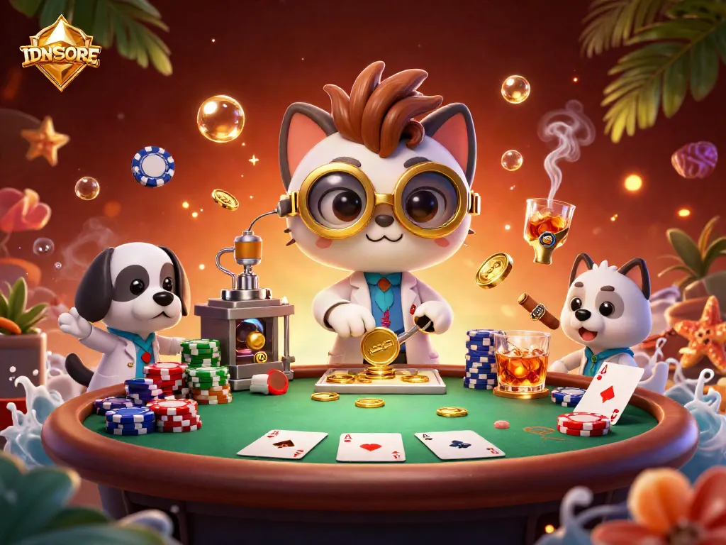 Engage in IDNSCORE gameplay surrounded by poker action, high-stakes excitement, and vibrant visuals.