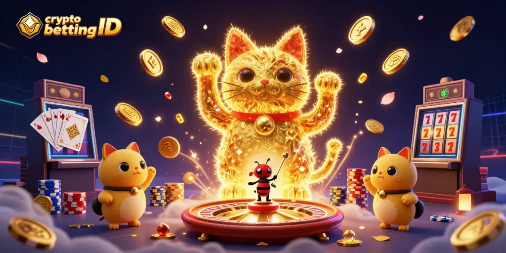 Experience the thrill of crypto betting ID with a colorful casino scene of fireflies, symbols, and vibrant action.