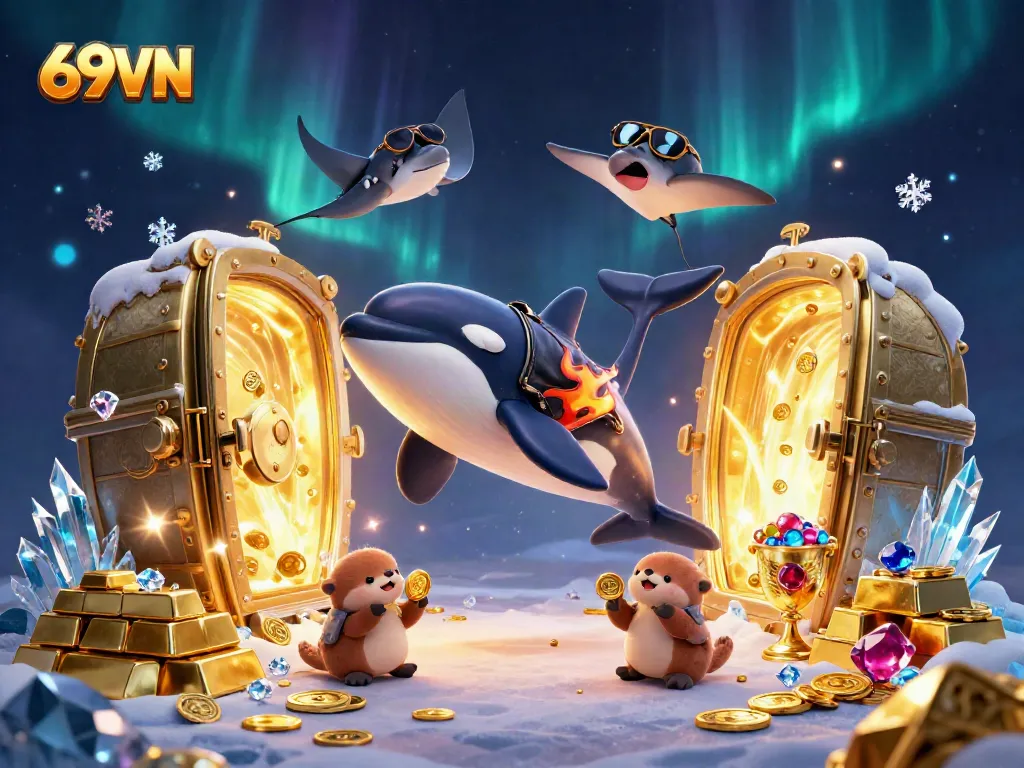 Experience exhilarating gameplay at 69VN with exciting characters and treasures in a vibrant underwater casino scene.