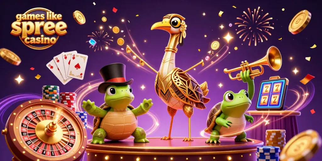 Play captivating games like spree casino in an enchanting 3D scene filled with vibrant colors and exciting casino elements.