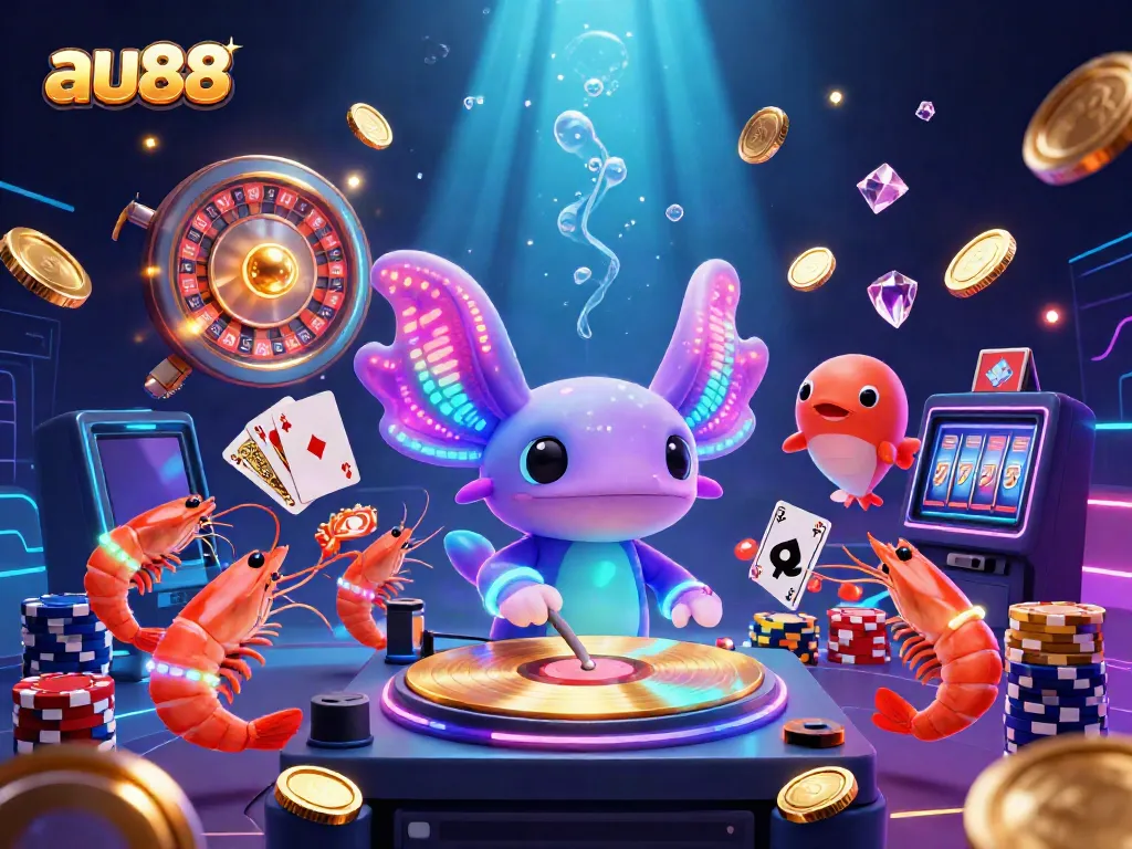 Experience thrilling action at au88 with a neon-themed digital casino scene featuring vibrant characters and game elements.