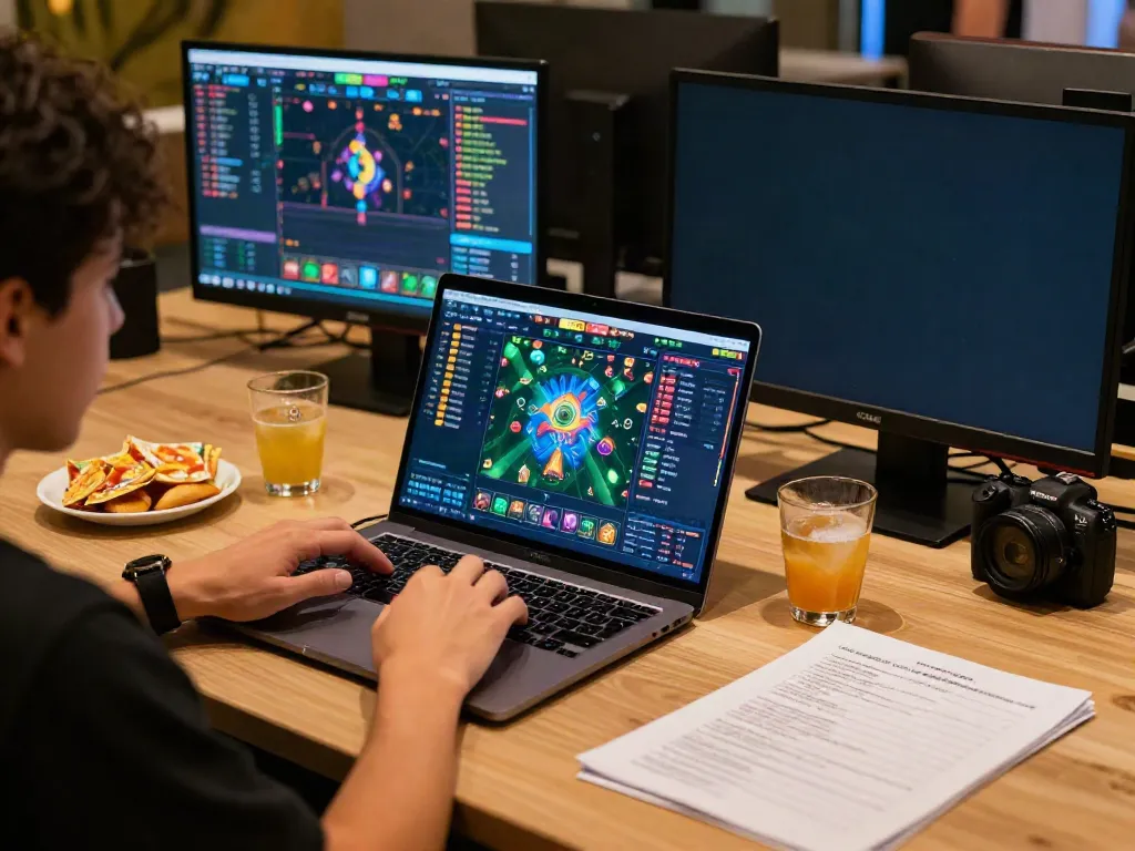 Player enjoying an exciting game of ahha4d toto togel online in a vibrant gaming setup.