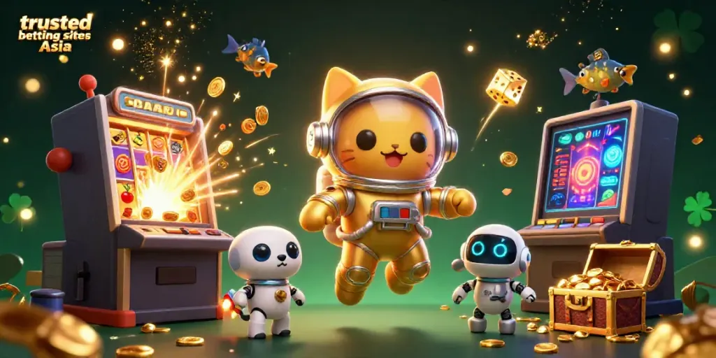 Engage with top trusted betting sites Asia in this vibrant 3D casino-themed illustration.