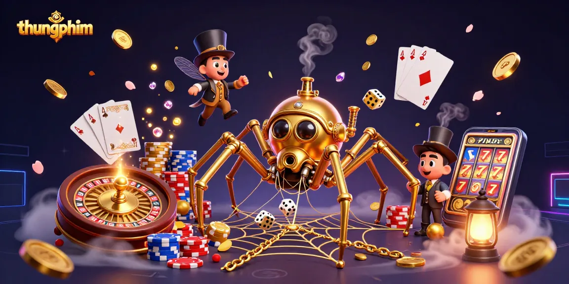 Experience thrilling action in thungphim with a steampunk spider web catching lucky dice.