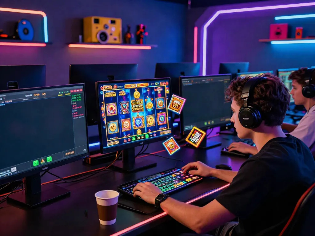Engaged player enjoying QQMacan's speedy gaming experience with vibrant slot visuals.