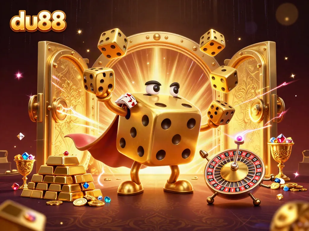 Engage in thrilling gameplay with du88, featuring dynamic golden dice and dazzling casino elements.