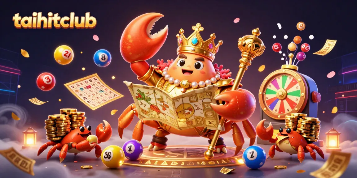 Engage with taihitclub's vibrant gambling scene featuring a golden crab emperor amidst exciting lottery elements.