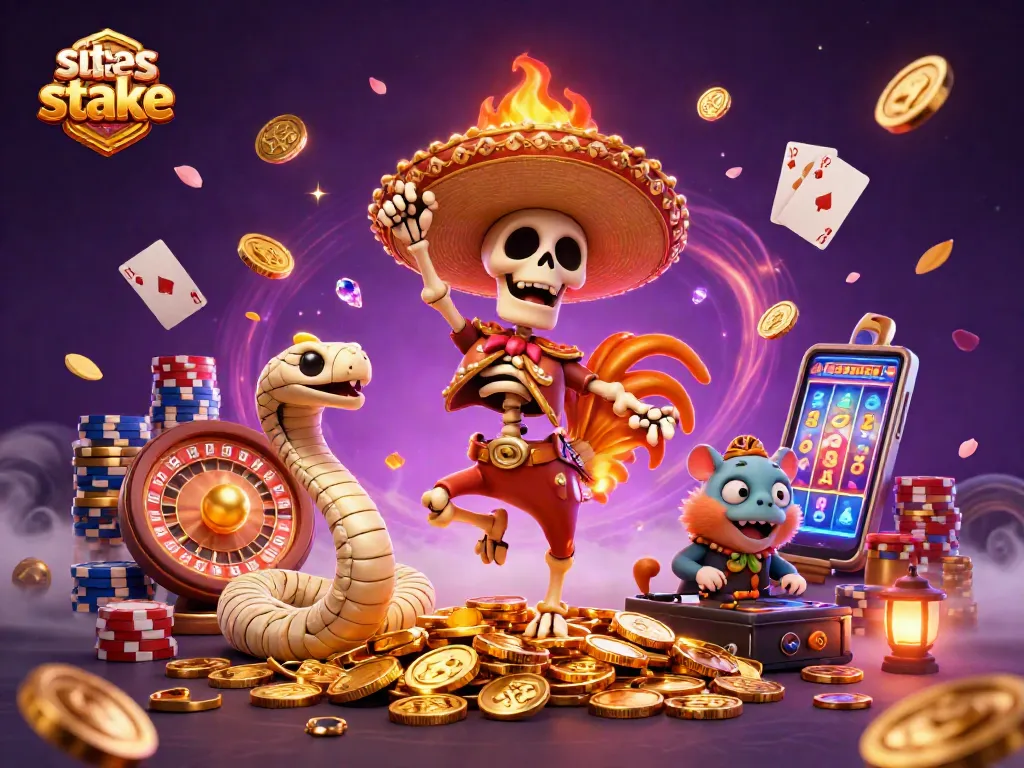 Experience thrilling gameplay with sites like stake featuring a vibrant casino scene and animated characters.