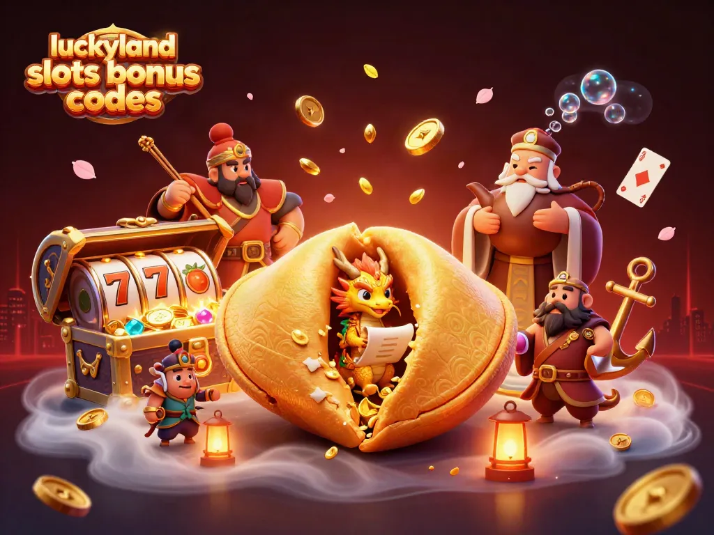 Spin and win with luckyland slots bonus codes in this vibrant, detailed 3D casino scene.