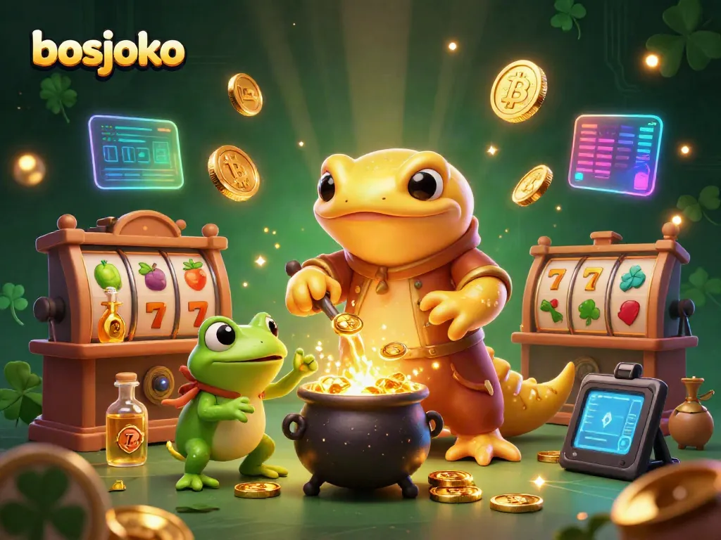 Experience the vibrant world of bosjoko with a golden salamander alchemist and exciting slot elements.