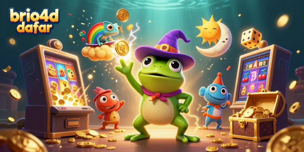 Experience thrilling gaming moments with brio4d daftar - a vibrant 3D casino illustration showcasing exciting elements.