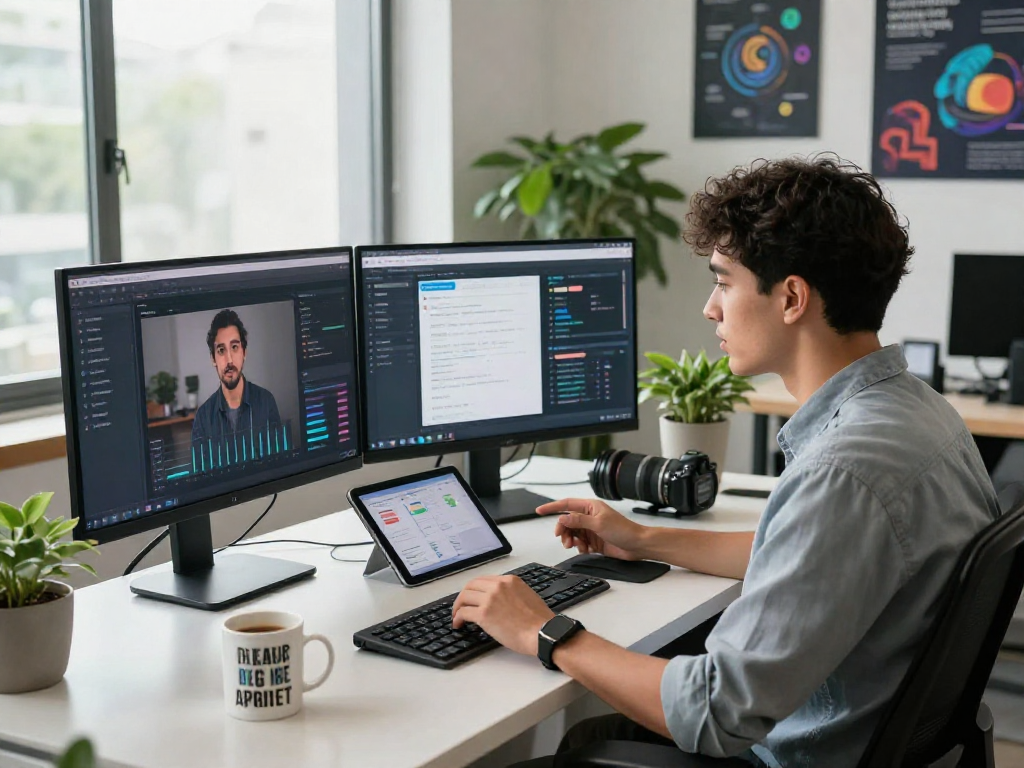 Engaging workspace with spicy AI chat interface and technology.