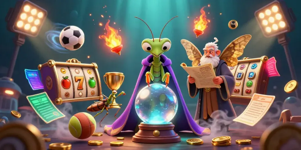 Menangkan slot dengan ilustrasi kartun 3D yang menunjukkan makhluk mistis dan elemen kasino yang kaya.
