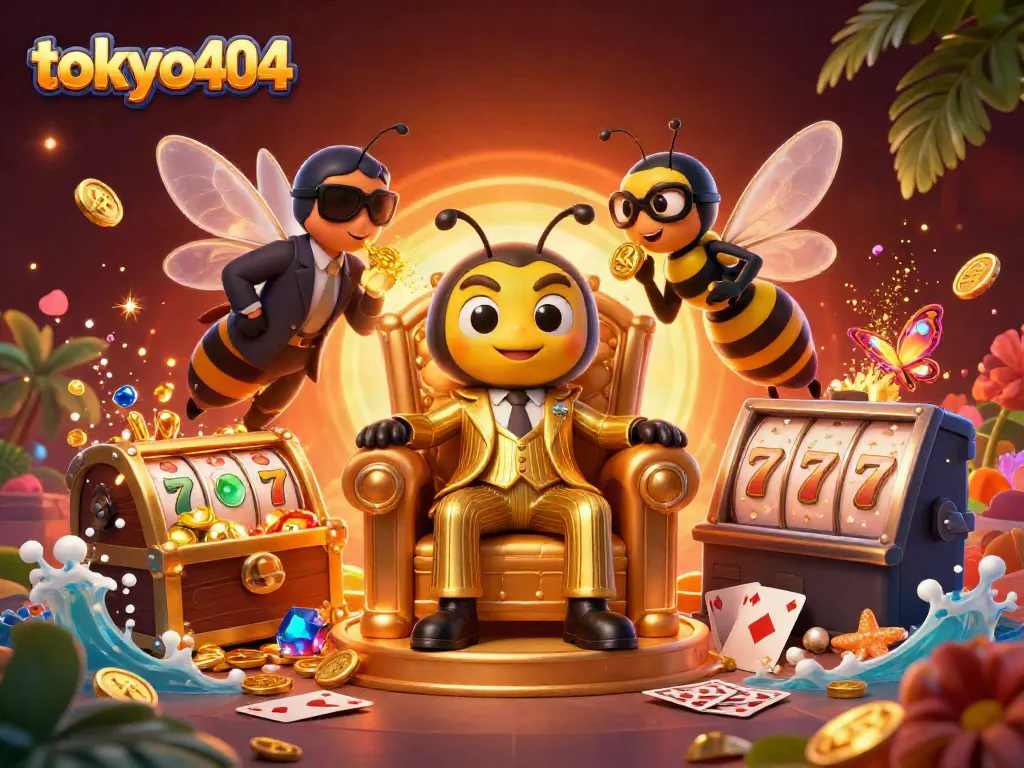 Engage with tokyo404 as bumblebee mob boss leads thrilling casino scene filled with gold and excitement.