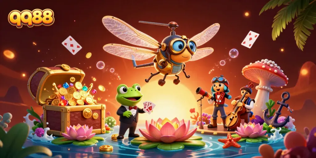 Experience thrilling gameplay at qq88 with vibrant casino characters and dynamic 3D elements.