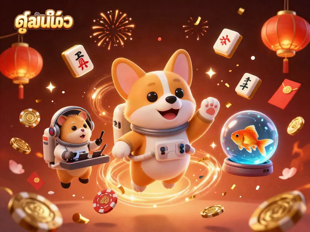 Enjoy engaging ดูหนังออนไลน์ as the astronaut corgi and friends float in a vibrant space casino.