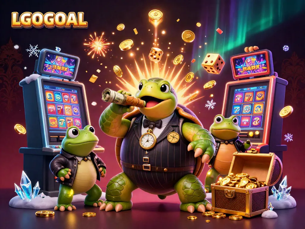 Experience thrilling wins at LGOGOAL with vibrant casino characters and games amid a lively environment.