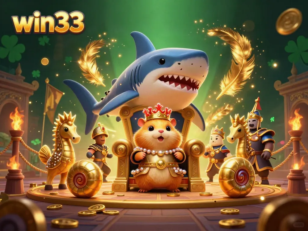 Experience thrilling gaming at win33, where a hamster king reigns over a vibrant casino arena.