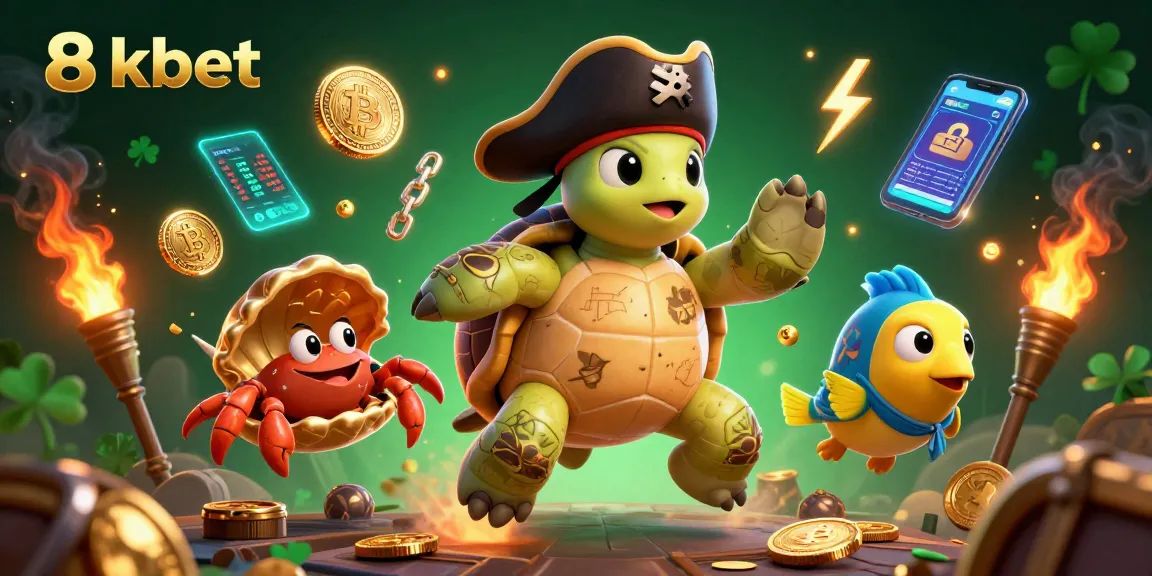 Engage in thrilling gameplay with 8xbet's vibrant 3D pirate-themed illustration showcasing crypto rewards.