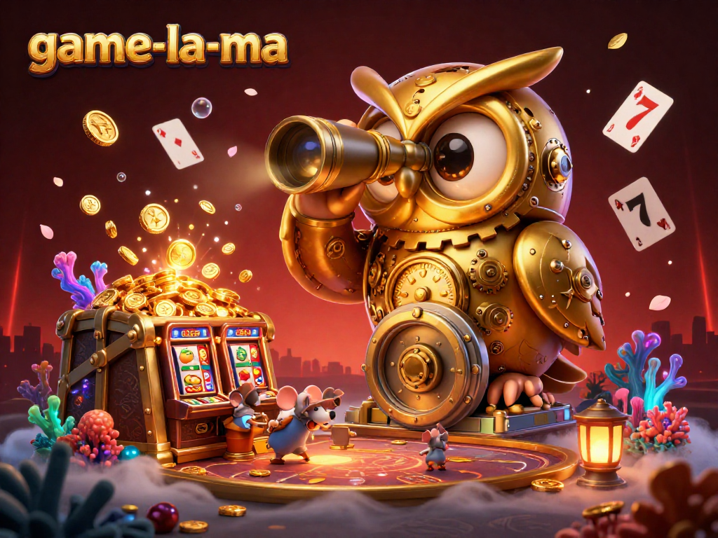Engage in exciting gaming action at game-la-ma with captivating 3D digital illustration showcasing a casino scene.