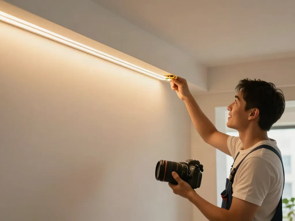 Instalare benzi LED de către un profesionist de încredere, care evidențiază serviciile locale de calitate.