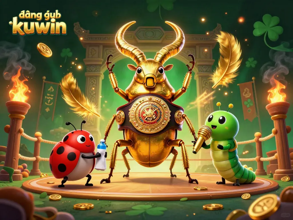 Experience the excitement of đăng nhập kuwin with a dynamic illustration of a giant beetle boxing champion!