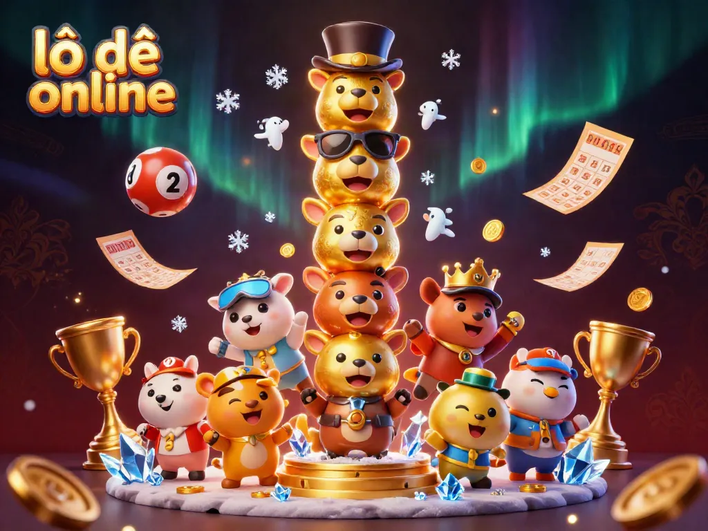 Experience thrilling lô đề online action with a colorful 3D lottery scene filled with dynamic game elements.